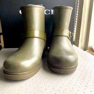 Brand New Coach Moto Rain boots olive